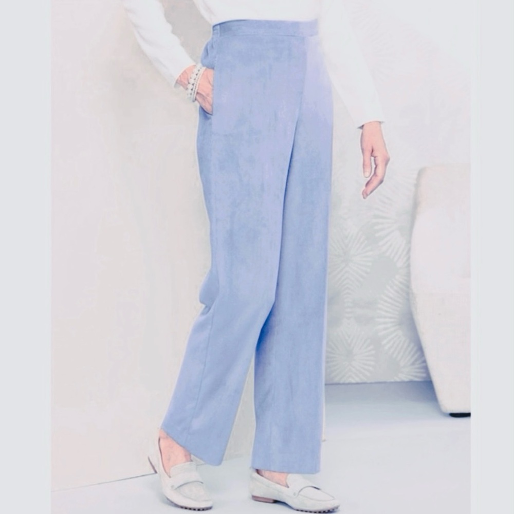 New! Alfred Dunner Corduroy Pants Sz 18 Classic Fit Pockets Elastic Waist Blue‎